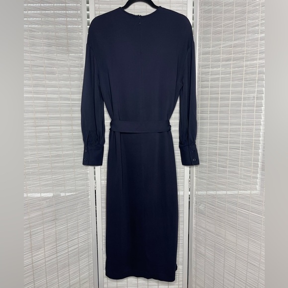 Reiss Navy Long Sleeve Keyhole Midi Dress Size 2 - Picture 6 of 10